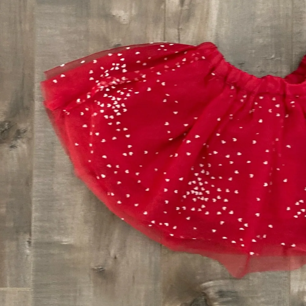 Gymboree Red Tulle Heart Pattern Skirt